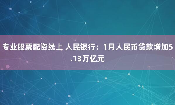 专业股票配资线上 人民银行：1月人民币贷款增加5.13万亿元