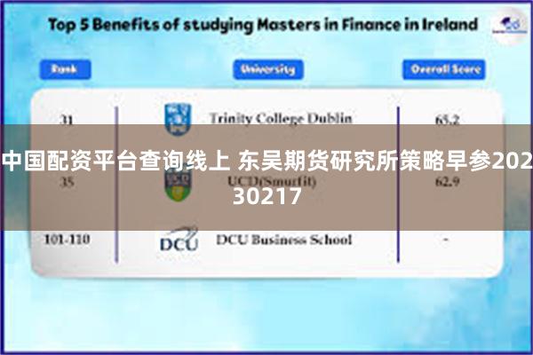 中国配资平台查询线上 东吴期货研究所策略早参20230217